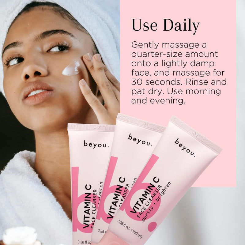 Beyou. Vitamin C Face Cleanser – K-Beauty Clean Skin Care – Gentle Cream to Foam Face Wash for All Skin Types Including Sensitive Skin – Makeup Remover Korean Skincare – 3.38 fl oz Step 1. Cleanser 3.38 Fl Oz (Pack of 1)