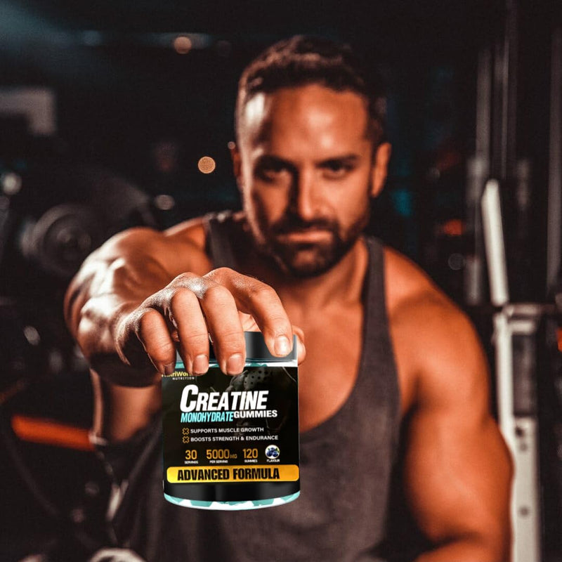 Creatine Gummies 5000mg | Lab Tested | Creatine Monohydrate | Full Month Supply | UK Formulated Vegan & Sugar Free | Pre/Post Workout Gym Supplement for Men & Women | 120 Counts - Blueberry