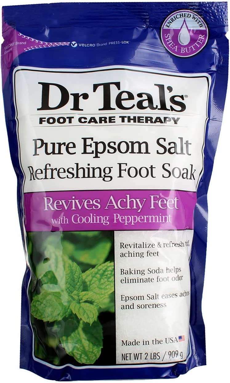 [Australia] - Dr. Teal's Peppermint Foot Soak Gift Set (3 Pack, 2lb Ea.) - Revitalize & Refresh Cooling Peppermint with Essential Oils Blended with Pure Epsom Salt - Ease Aches & Pains, Baking Soda Eliminates Odor 