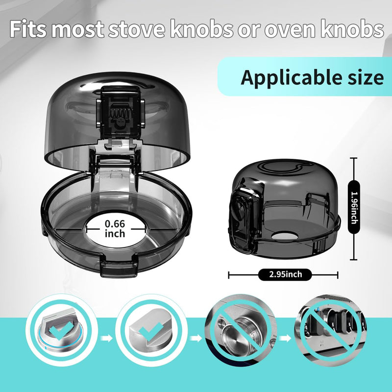 [Australia] - Stove knob Safety Covers (5-Pack) - Child Proof Gas Stove Knob Locks, Baby Proofing Safety Covers for Gas Stoves & Ovens, Heat Resistant & Durable, Easy to Install, Transparent 