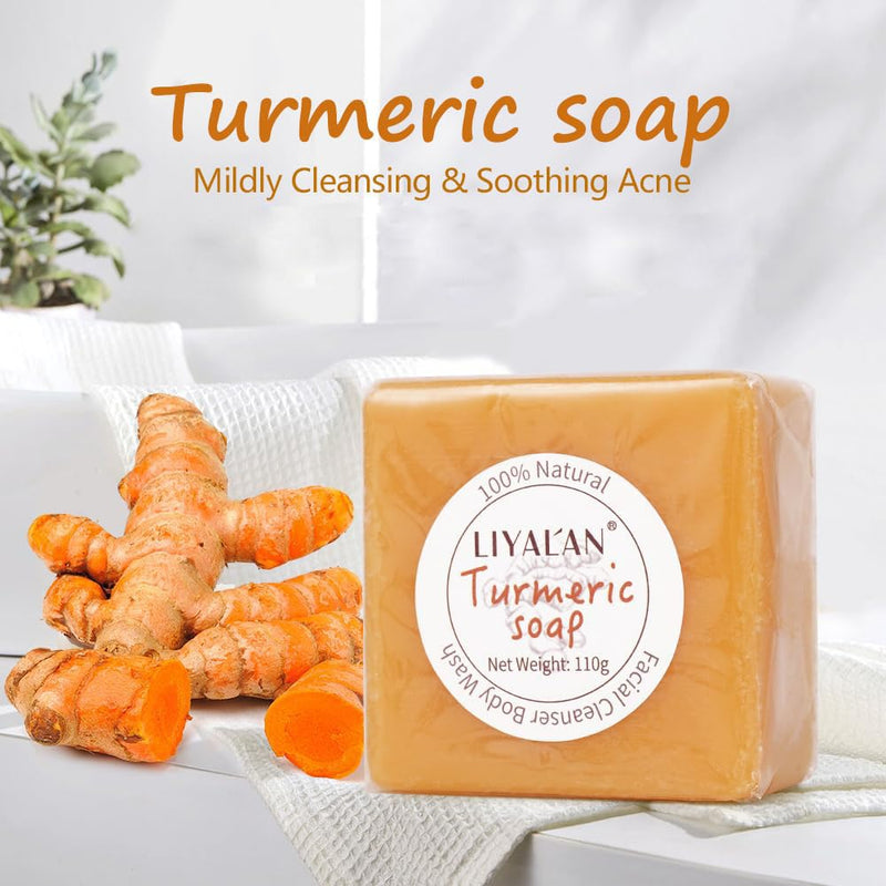 [Australia] - LIYALAN Turmeric Soap Bar for Face & Body-Tumeric Soap,Smooth Skin,Deep Cleansing, Natural Handmade Soap Sensitive Skin Formula, Vegan Soap 3.88 Ounce (Pack of 1) 