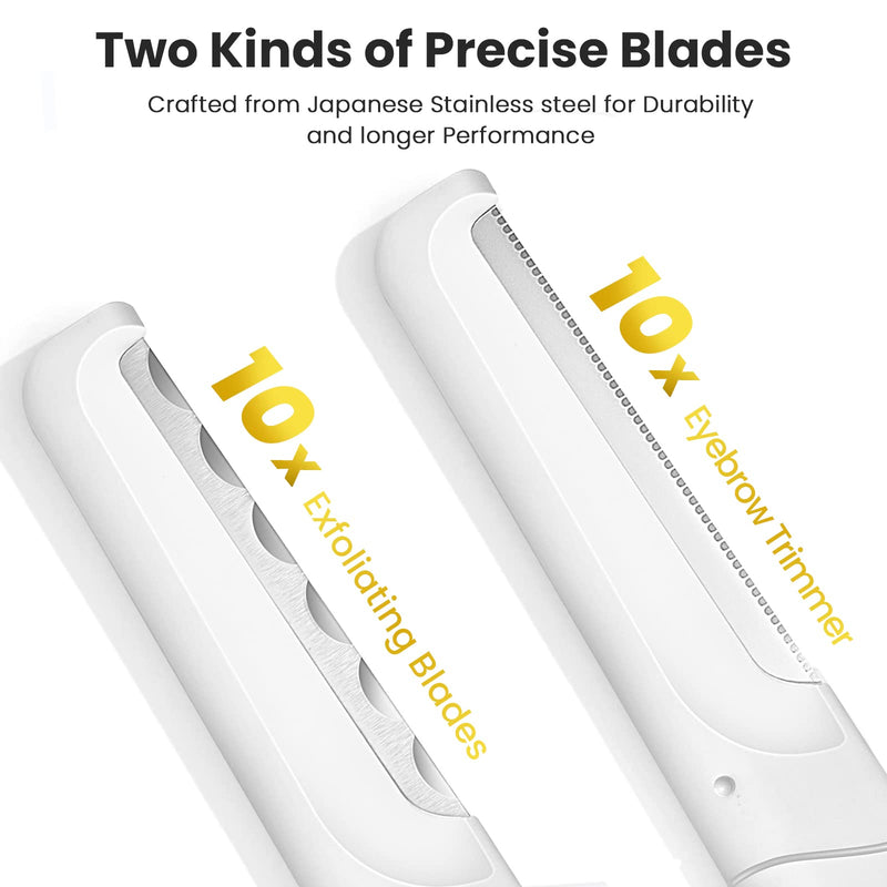 Dermaplaning Tool for Face Exfoliation, with 20 Replaceable Blades, Facial Shaver/Eyebrow Razor, Peach Fuzz Removal Eyebrow Shaper for Women, Easy to Use Dermaplaner Help Exfoliate and Smooth Skin Silver