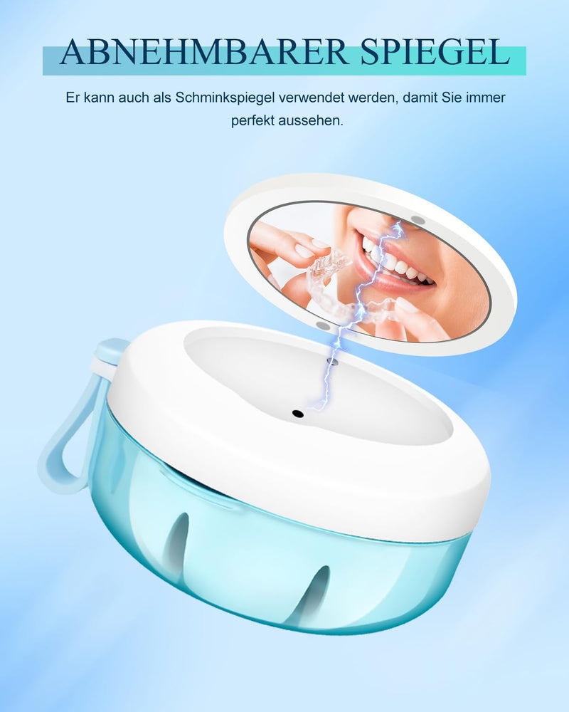 [Australia] - Braces box for braces, leak-proof portable denture box, denture box set, denture container with denture brush, tooth rail box for braces, bite splint, false teeth 