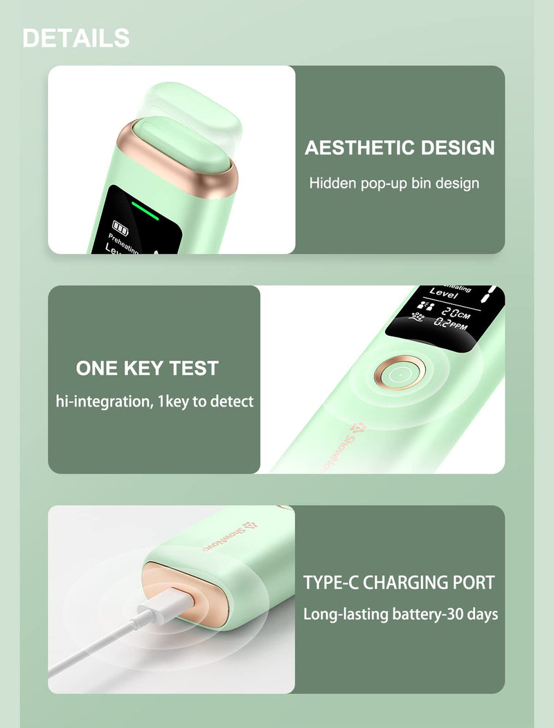 [Australia] - YRY Smart Breath Odor Detector, Portable Halimeter for Bad Breath, Precise MEMS Sensor, 32-bit CPU, Auto Calibration, 30-Day Rechargeable Battery 