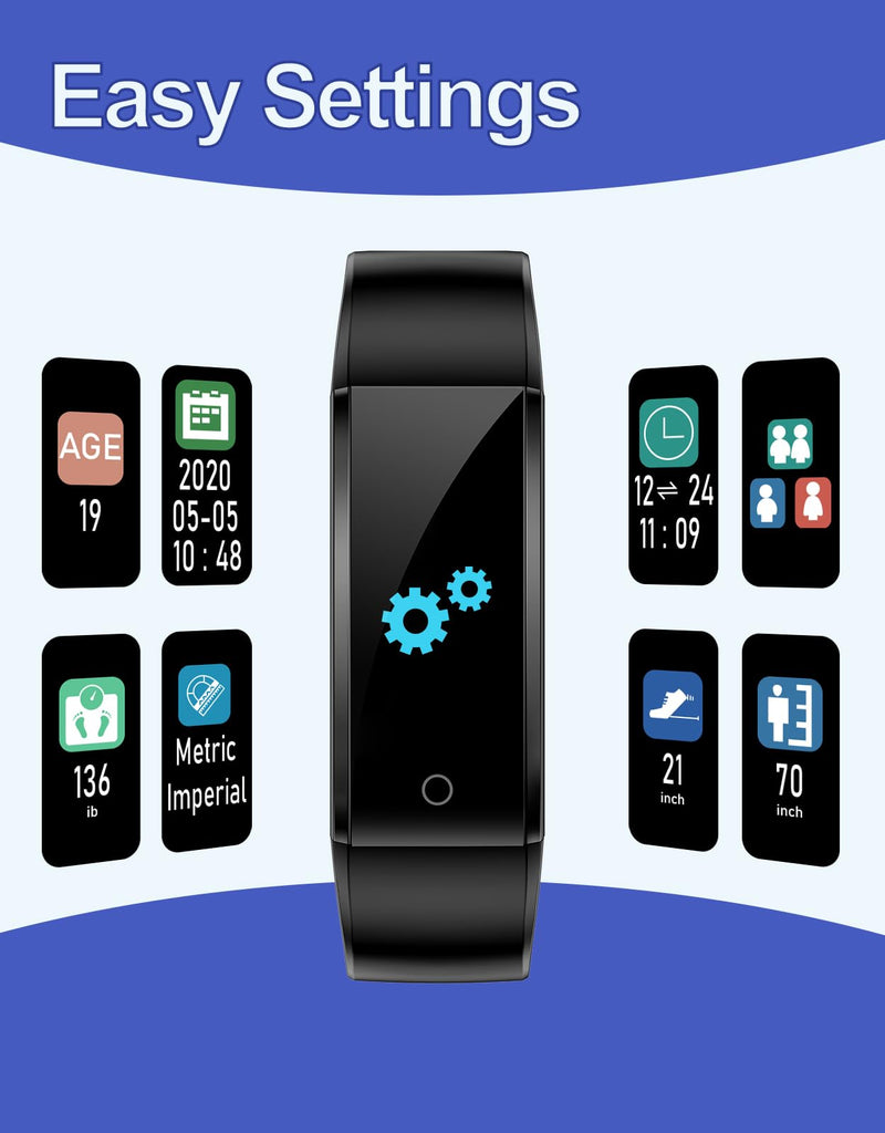[Australia] - GRV Fitness Tracker Non Bluetooth Fitness Watch No App No Phone Required Waterproof Pedometer Watch with Steps Calories Counter Sleep Tracker for Men Women Parents Black 