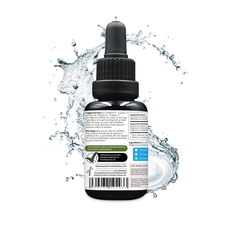 Magnesium for Kids Children & Baby 30ml | Supports Sleep & Relaxation, Helps Calm & Focus, Supplements for 0-11 Years | Bones, Teeth & Energy | Sugar & Flavouring Free UK Made Vegan 0.05 ml (Pack of 600)