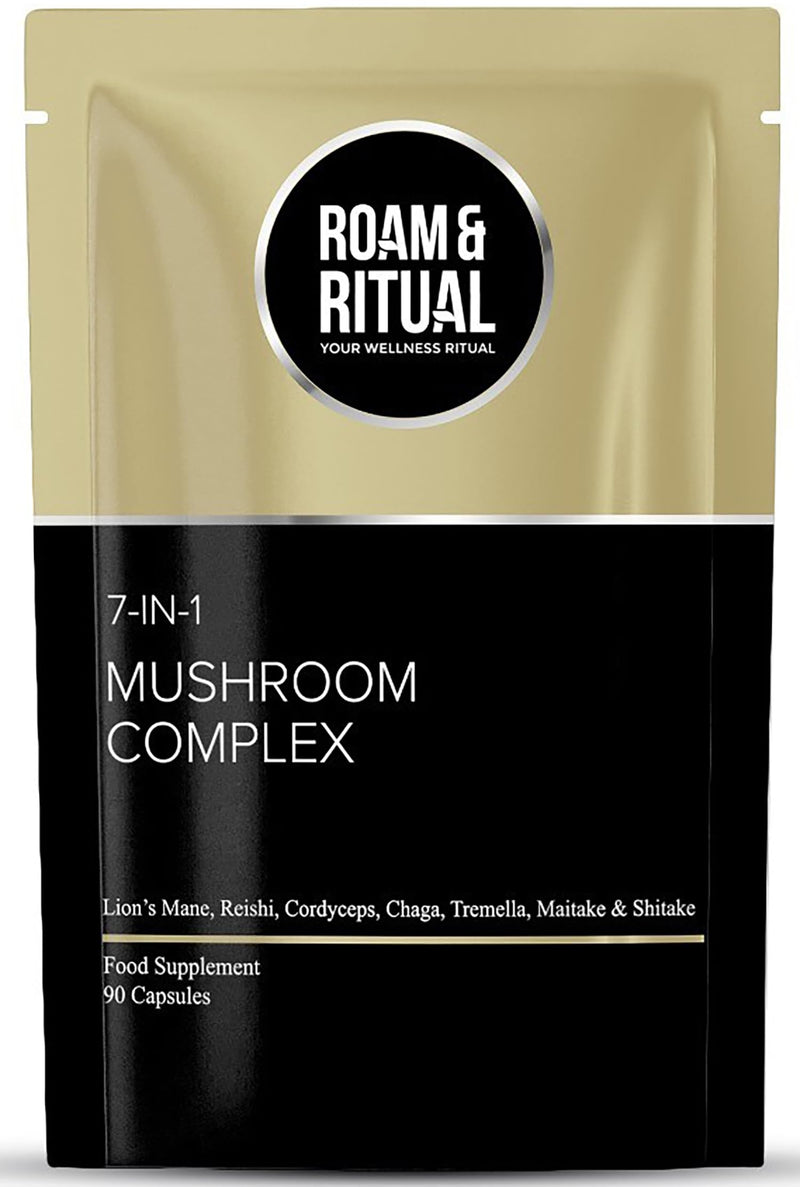 Mushroom Complex Capsules 11,700mg per Serving - Lion’s Mane, Reishi, Cordyceps, Chaga, Shiitake, Maitake & Tremella for Focus, Immunity & Defence | 90 Capsules UK Made by Roam & Ritual™