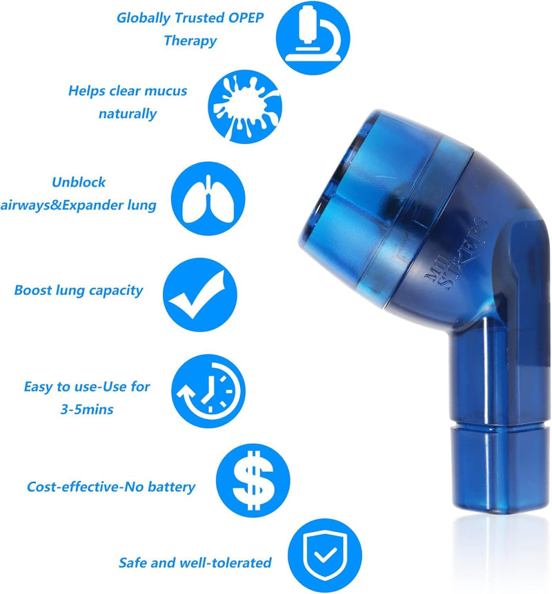 [Australia] - MILLSTEPS Breathing Exercise Device for Lungs,Mucus Relief and Lung Expansion Device - Clear Mucus from Airways Naturally & Build Stronger Lungs (Blue) Blue 