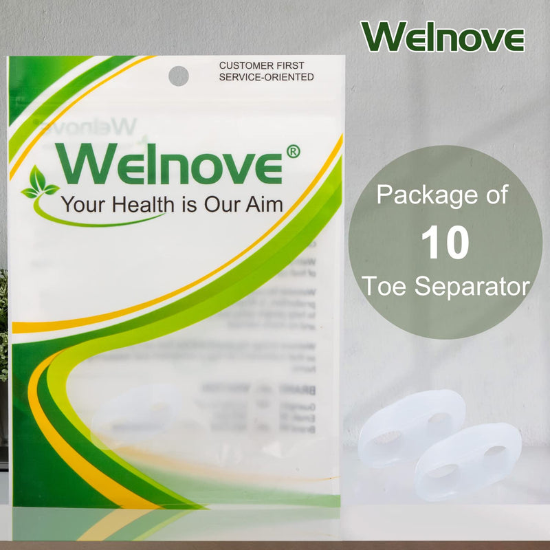 [Australia] - Welnove pack of 10 bunion correction, toe separator with 2 loops, small toe spacer suitable for bunions and protruding toes (white) Tail Toe - White 