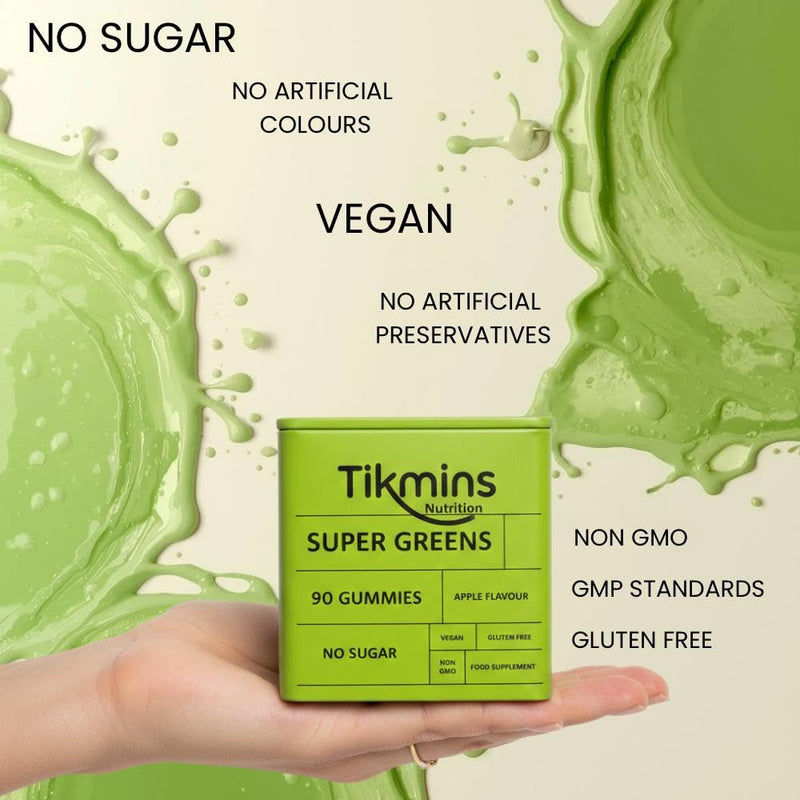 Super Greens Gummies | with Zinc, Vitamin B12, B6 & Vitamin C, D | Greens Supplement Multivitamin Gummies Made with 20+ Fruits & Veggies | Gluten-Free, Sugar-Free & Vegan (Green Apple) Green Apple