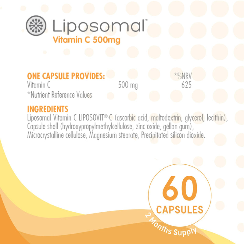 Quest - Liposomal Vitamin C 60x 500mg Vegan Capsules. High Strength and Potency Ascorbic Acid Supplements for Immune Support with Improved Absorption Formula. Non GMO, Dairy & Gluten Free