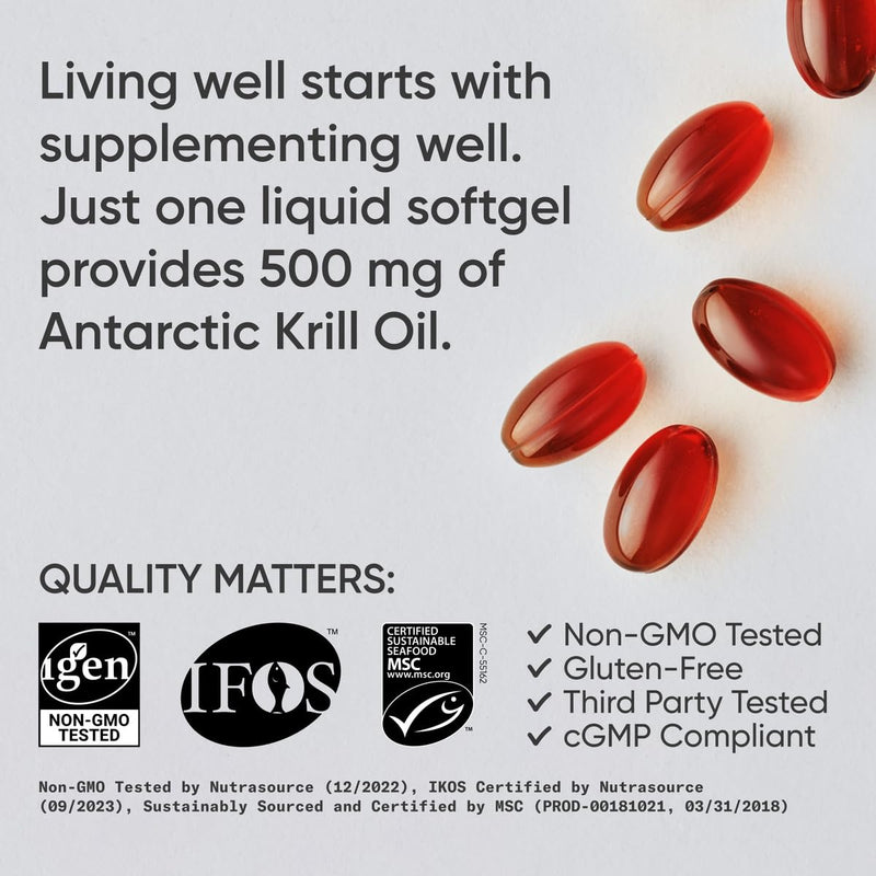 [Australia] - Sports Research Antarctic Krill Oil Omega 3 Mini-Softgels 500mg with Phospholipids, Choline & Astaxanthin - Sustainably Sourced, Non-GMO Verified & Gluten Free - 120 Softgel Capsules 120 Count - 500mg 