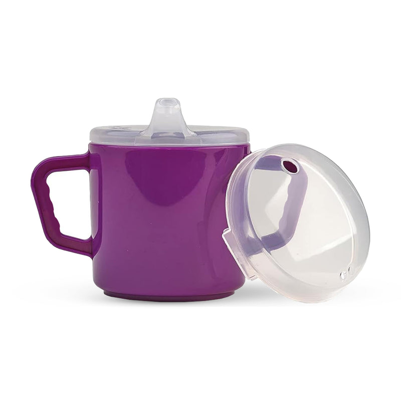 Compact 240ml Adult Sippy Cup with Dual Handles - Ideal for Limited Mobility, Handicapped, and Elderly Care - Assistive Sip Cups Cups for Elderly Care Drinking Mug/Drinking Cup/Non Spill Cup (Purple) Purple