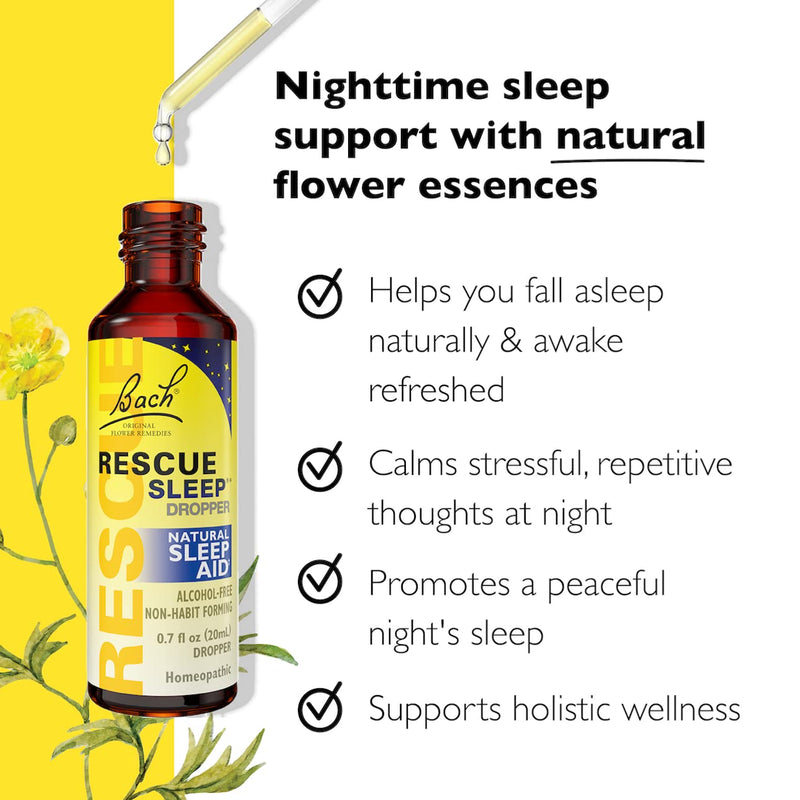 Day & Night Dropper Bundle, Bach Rescue Remedy Dropper, Natural Stress Relief [and] Rescue Sleep Dropper, Natural Sleep Aid, Homeopathic Flower Essence, Vegan, 2 Pack, 20mL Ea