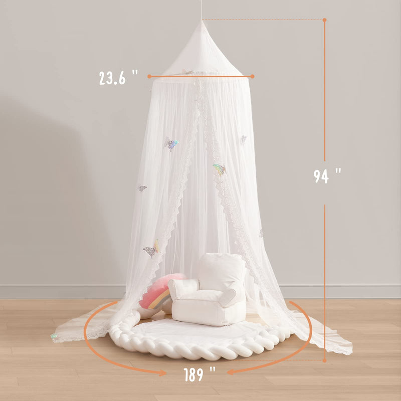 [Australia] - Kids Bed Canopy with Lace Hanging Canopy Net for Baby Crib Nook Castle Game Tent Nursery Play Room Decor (Butterfly) Butterfly 