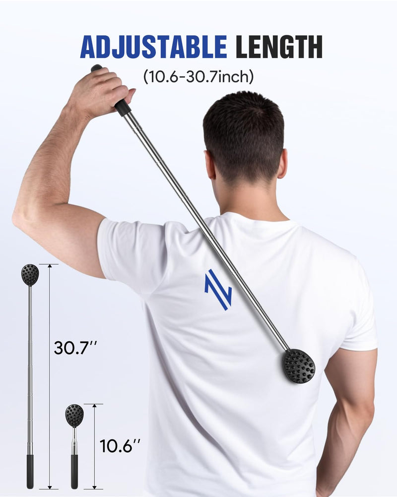 [Australia] - Gelibo Telescoping Back Scratcher with 5Pcs Detachable Heads,Birthday Christmas White Elephant Gifts for Adults Stocking Stuffers for Men, Mens Gifts, Extendable Back Massager Tool with Beautiful Box Black 