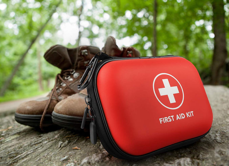 [Australia] - Mini First Aid Kit, 100 Pieces Water-Resistant Hard Shell Small Case - Perfect for Travel, Outdoor, Home, Office, Camping, Hiking, Car (Red) Red 