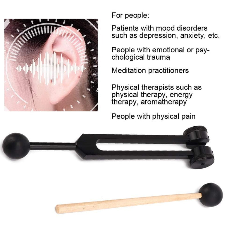 [Australia] - Om 136.1Hz Tuning Fork Set, Black Aluminum Alloy Heart Chakra Tuning Fork with Silicone Hammer and Storage Bag for Sound Healing, Meditation, Emotional and Spiritual Health 