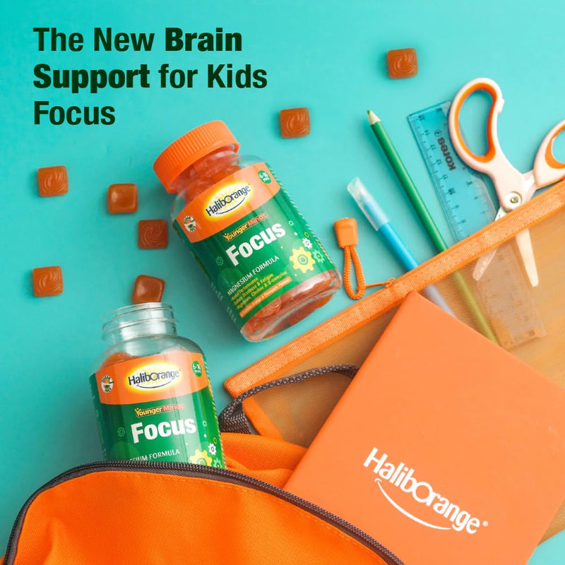 Haliborange YoungerMinds Focus Gummies for Kids 6-16 | Sugar-Free Brain Support with Magnesium, Choline & B-Vitamin Complex | Boosts Focus, Energy & Mental Performance – 60 Gummies