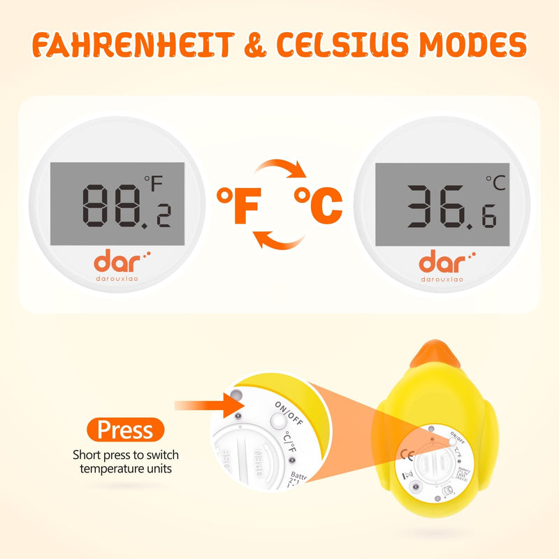 [Australia] - Baby Bath Thermometer, Digital Water Temperature Thermometer with 3 Color Backlit and Temperature Warning, Safety Bath Tube Thermometer Floating Toy for Infant, Toddler (Yellow Duck) Yellow Duck 