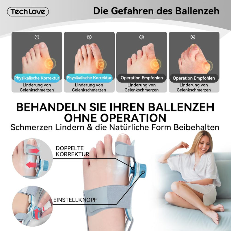 [Australia] - Tech Love Hallux Valgus Correction Fixation Plate Upgrade Hallux Valgus Bunion Toe Corrector with 3 Different Mounting Angles Hallux Valgus Splint for Toes Day and Night Unisex Blue 