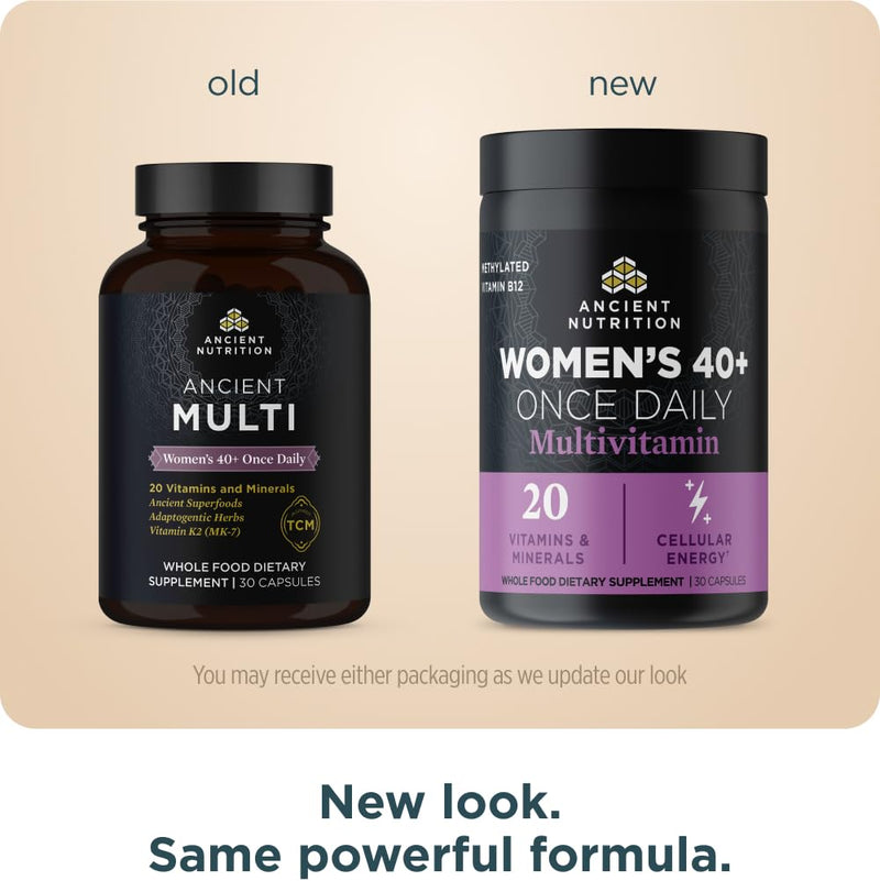 Ancient Nutrition Methylated Multivitamin for Women 40+, Once Daily | Once Daily, Magnesium, Methylated Vitamin B, C, K2, Folate and Iron Supplement, 30 count Women's Once Daily 30 count