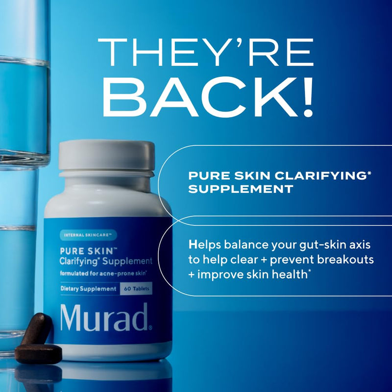 Murad Pure Skin Clarifying Supplement - Acne-Prone Skin - 60 Tablets | Acne supplements with Vitamin A, Burdock Root & Zinc support gut health to improve skin health 60 Count (Pack of 1)