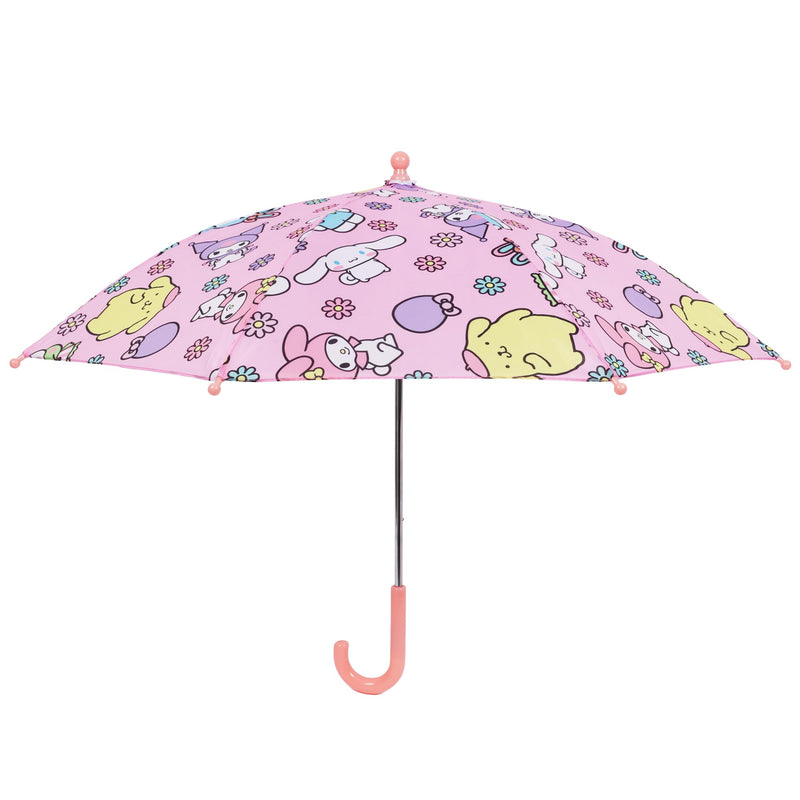 Concept One Hello Kitty Umbrella for Kids, Pink | Multi-Character, Girls with Curved Handle and Safety Tips, Cute Umbrellas for Rain