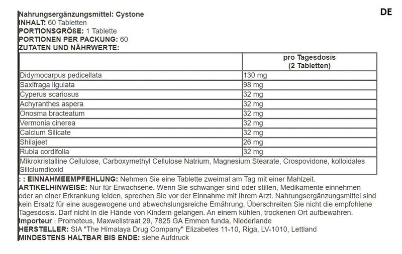 [Australia] - Himalaya - CYSTONE | Supports Urinary Tract and Kidney Health - 60 Tablets 