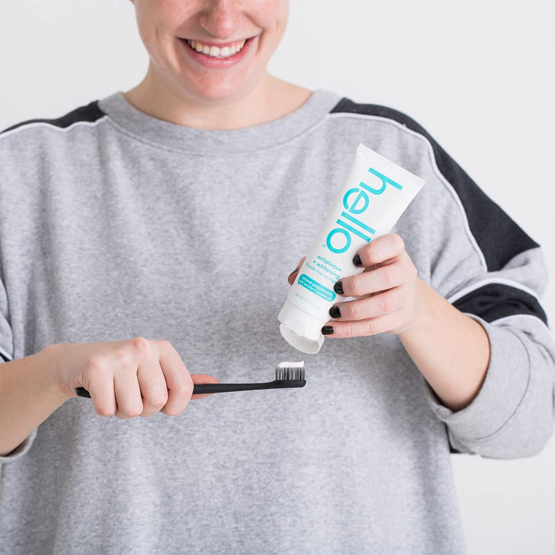 [Australia] - hello Antiplaque and Whitening Fluoride Free Toothpaste, Natural Peppermint Flavor, SLS Free, Gluten Free, Peroxide Free, Vegan, 4.7 Ounce (Pack of 4) 