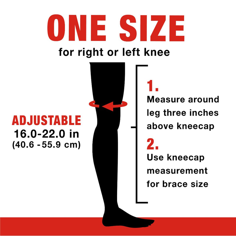 [Australia] - ACE Brand Hinged Knee Brace, Provides Firm, Stabilizing Support and Compression to Muscles and Joints, Adjustable Knee Brace with Knee Straps, Right or Left Knee Brace, One Size Fits Most 