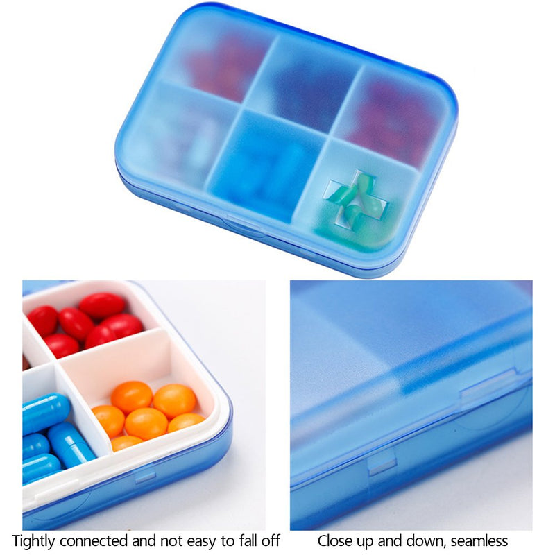Portable Pill Case, 6 Compartment Compact Small Pill Organizer, White | Pocket-size slim pill box for purse, travel bag, workdays, vitamins, and short-trip daily doses medicine container 1 Count (Pack of 1) 6 Compartment White