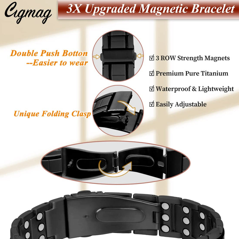 Magnetic Bracelets for Men Titanium Steel Bracelet with Adjustable Tool for Anniversary Valentine Black-new