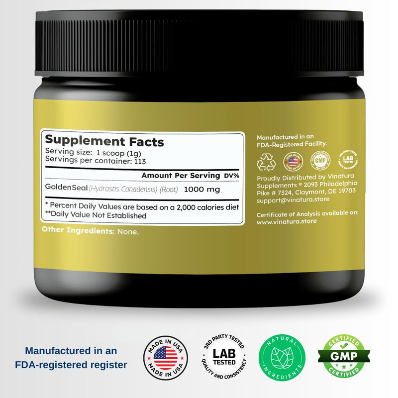 [Australia] - Goldenseal Root Powder - 4 oz, 113 Servings *USA Made & Tested* Pure Natural Goldenseal Root Powder Supplement 