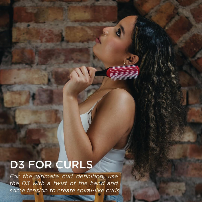 [Australia] - Denman D3 Original Curl Definer & Styler, Curly Hair Brush for Women & Men – 7 Row Detangling & Curl Defining Brush for Smooth Defined Curls - a precision Styling Brush for straight hair Black 
