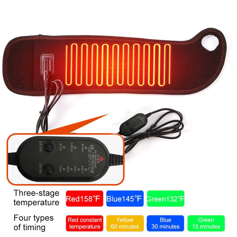 Electric Wrist Support with Heating Function Left/Right Hand | Hot Heater for Wrist Sprain & Joint Care | USB Heating | 3-Temperature Levels | Machine Washable | Black Left heating-CDB