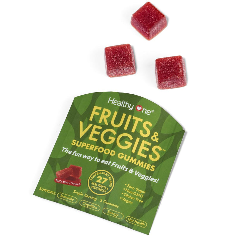 Fruits & Veggies 27-in-1 Superfood Gummy Formula, GLP1 Support - 14 Serv | Immun & GLP1 Support, 1 Serving = 3 Servings Fruits & Vegetables, Energy & Focus, High Fiber, Antioxidants, Kid Safe 14 Count (Pack of 1)