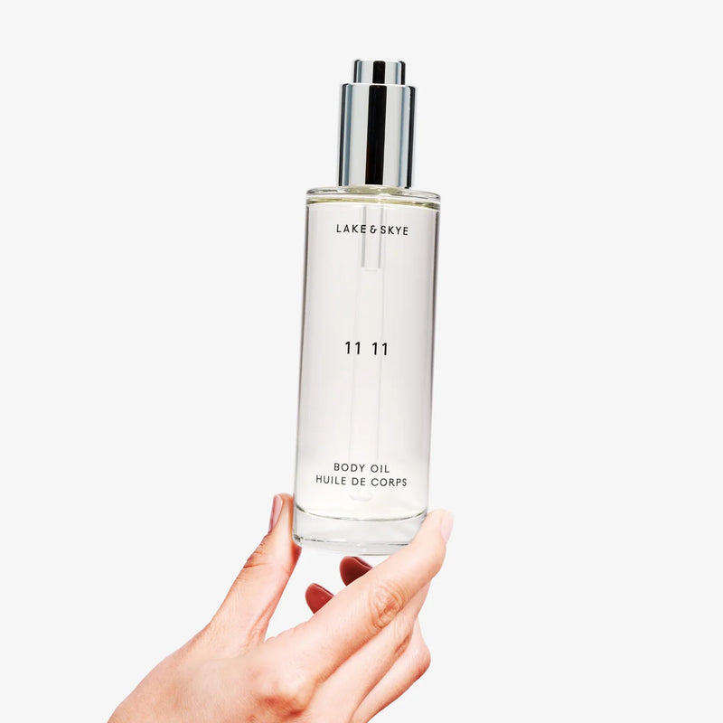 Lake & Skye 11 11 Body Oil - Hydrating with Vitamin E & Almond Oil - Clean Skin Musk, Sheer & Uplifting Scent - 3.4 fl oz (100 ml) 3.4 Fl Oz (Pack of 1)