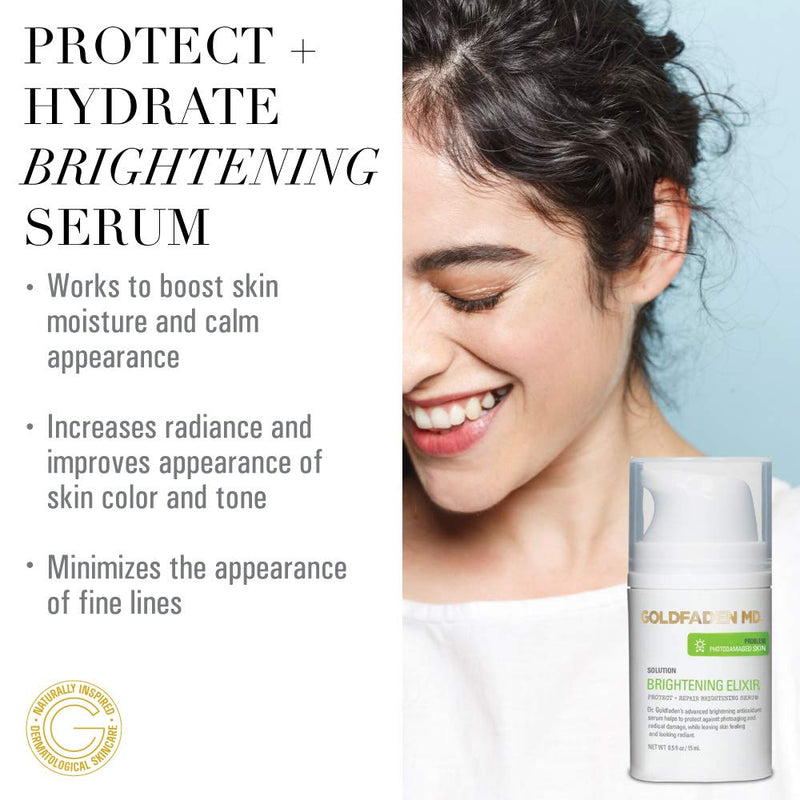Goldfaden MD Brightening Elixir Serum, .5 fl oz | Vitamin C and ferulic acid serum to soften the look of photoaging for glowing skin. 0.5 Fl Oz (Pack of 1)