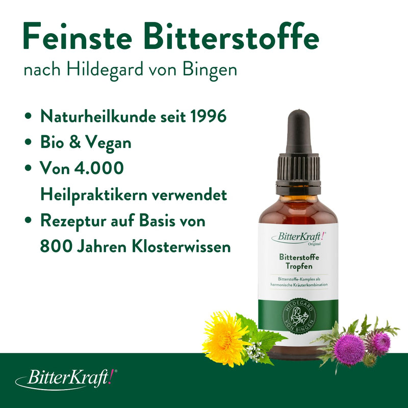 [Australia] - BitterKraft! Original organic bitter substances drops according to Hildegard von Bingen | high-dose bitter drops | 9 exquisite bitter herbs | 100% natural (50ml) 50 ml (pack of 1) 