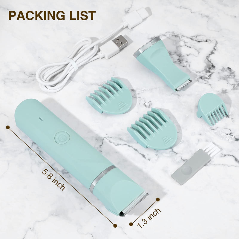 [Australia] - Waterproof Bikini Trimmer Women Electric Razor for Pubic Hair Women's Foil Shaver Rechargeable Shaver Removal with Snap-in Ceramic Blades IP7X Washable Head,Wet and Dry Use,Green Green 