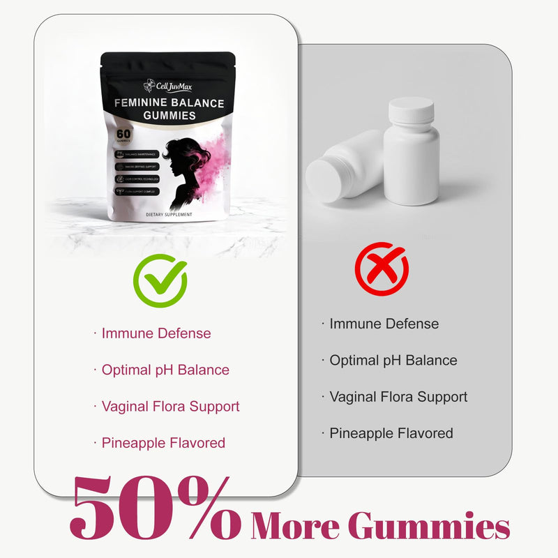 Feminine Balance Gummies for Women,pH Balance & Odor Control, Immune & Vaginal Health Support, Sugar-Free Gluten-Freet (1) 1