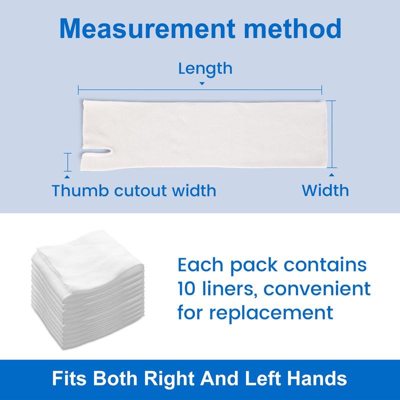 Velpeau Hand Socks for Splint (Pack of 10), Breathable, Thin Stockinette Tubing for Arm, Wrist Brace with Thumb Spica Liner, Cotton Gauze Sleeve, Under Cast Wrap, Arm Cover for Men and Women (White, Light Version, M) Medium (Pack of 10) White