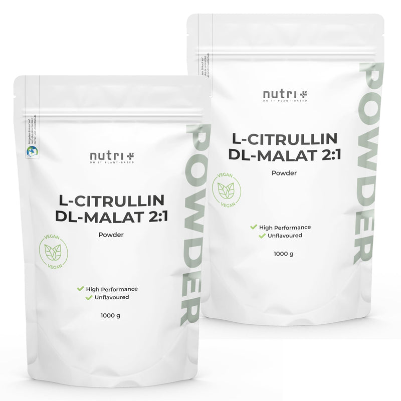 [Australia] - Nutri + L-Citrulline Malate powder 1 kg - high dose vegan + pure - L-Citrulline Malate DL 2:1 1000 g - premium quality from plant-based fermentation 