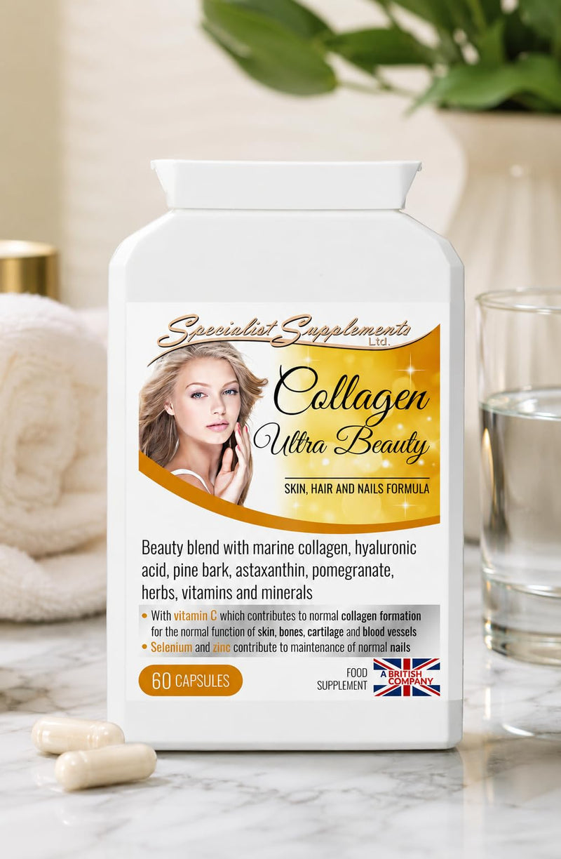 Collagen Ultra Beauty Marine Collagen, Herbal and Nutrient Complex, 60 Capsules