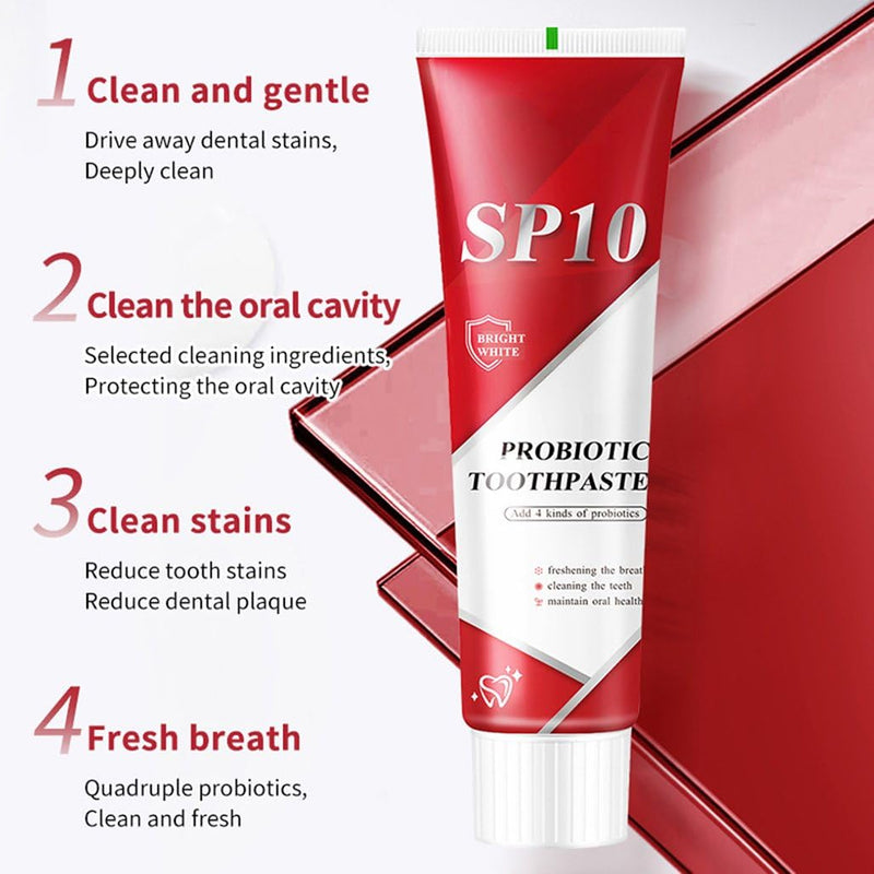 [Australia] - SP 10 Probiotic Toothpaste for Whitening & Gum Health – Natural Fluoride-Free Formula for Fresh Breath & Oral Hygiene 3.53 Ounce (Pack of 3) White 