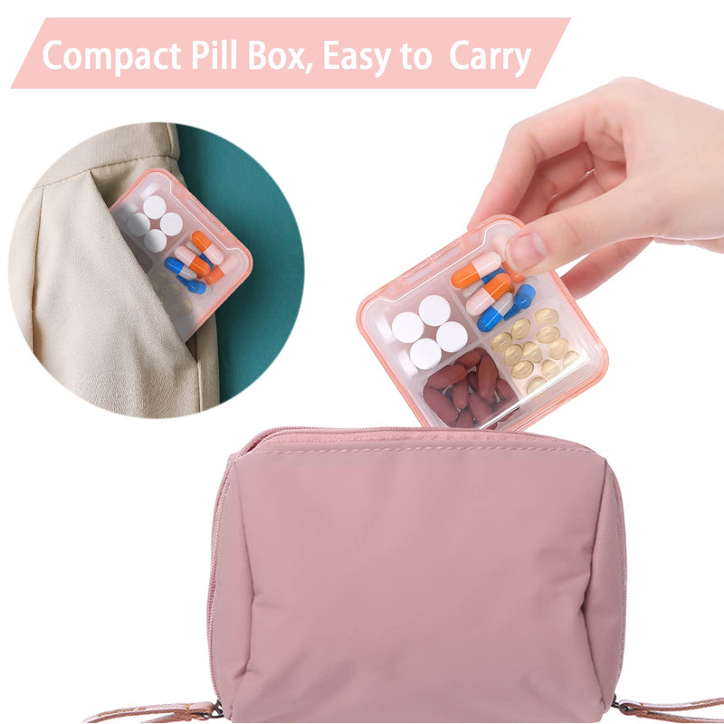 3PCS Portable Pill Case for Pocket Travel Pill Organizer Small Pill Box | 4 Compartments Removable Medicine Organizer for Vitamin Fish Oil 3pcs