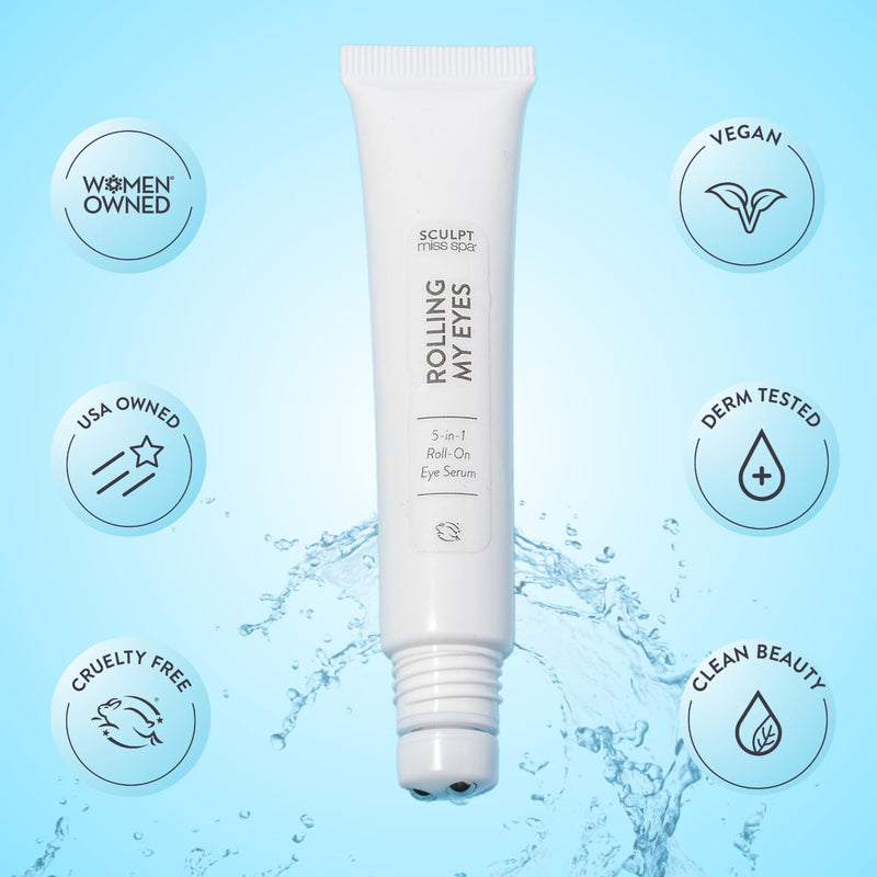 Miss Spa Eye Serum 5-in-1 Roll On Cream, Helps De-puff and Brighten Under and Around Eyes, Anti-Aging Under Eye Roller Helps with Fine Lines and Dark Circles, Vitamin B3,