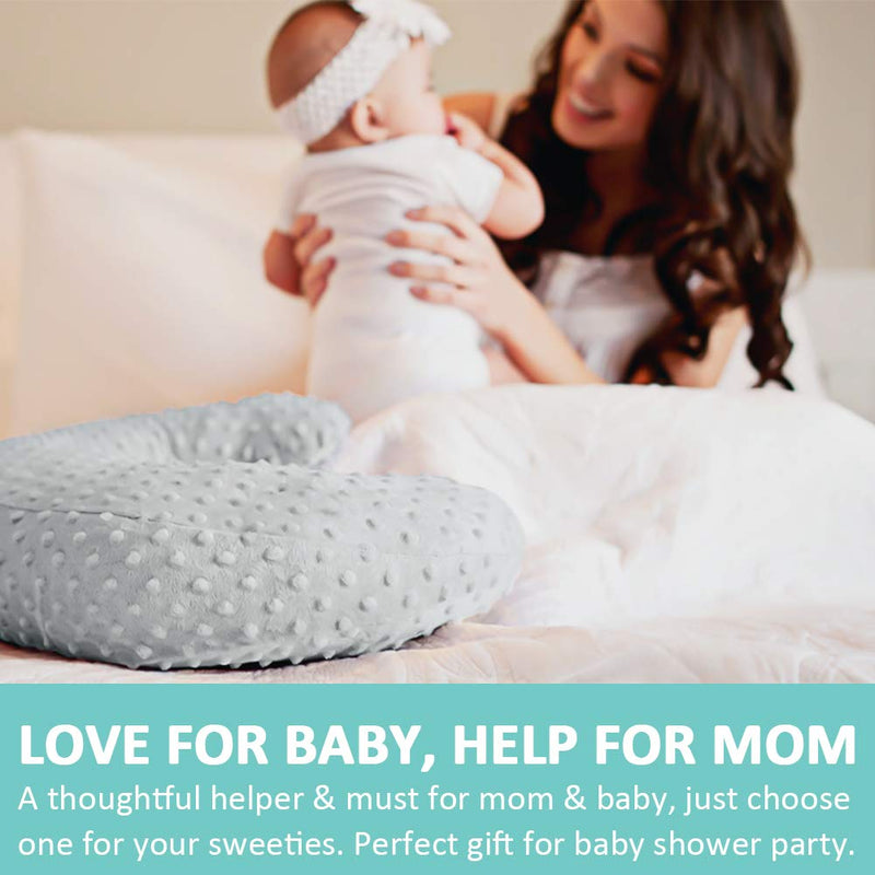 [Australia] - Minky Nursing Pillow Cover, Nursing Pillow Case Plush Breastfeeding Pillow Slipcover Fits Nursing Pillow, Ultra Soft Snug for Infant & Baby Boy Girl, Machine Washable & Breathable, 2 Pack-Grey & Navy 