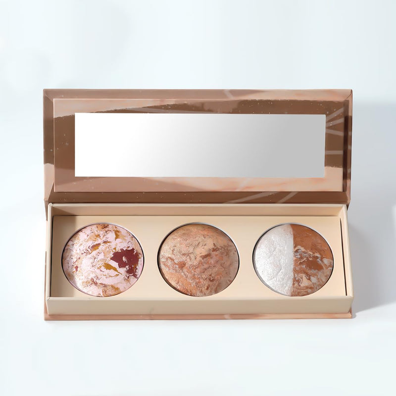 [Australia] - Triple Makeup Palette - Everyday Powder Cream Makeup Palette - Includes Face, Blush, Eyeshadow - Built-in Mirror, Easy to Use, Suitable for All Skin Types 